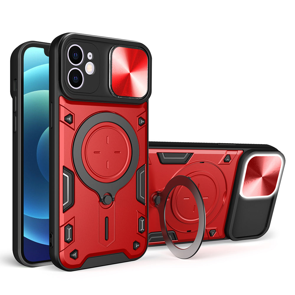 For iPhone 12 6.1 inch Slide Camera Lid Phone Case Rotatable Kickstand PC + TPU Shockproof Cover For iPhone 12 6.1 inch Slide Camera Lid Phone Case Rotatable Kickstand PC + TPU Shockproof Cover